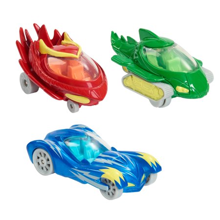Just Play PJ Masks Die Cast Cars 3-Pack, Cat-Car, Owl Glider, and Gekko-Mobile, Preschool Ages 3 up