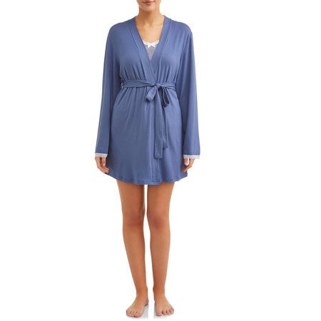 JV Apparel Women's and Women's Plus Knit 3-Piece Short Cami and Robe Sleep Set