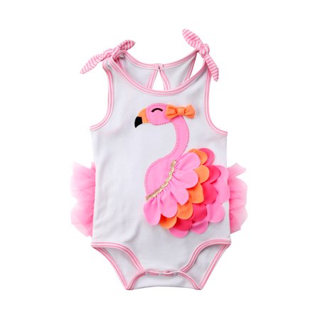 Jxzom Baby Girls Swimsuit Summer Swimwear Baby Girl One-Piece Swimsuit Flamingo Print Girl Bathing Suit