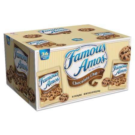 Kellogg's Famous Amos Cookies, Chocolate Chip, 2 oz Snack Pack, 36/Carton