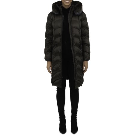 Kensie Women's Faux Fur Hooded Long Puffer Coat