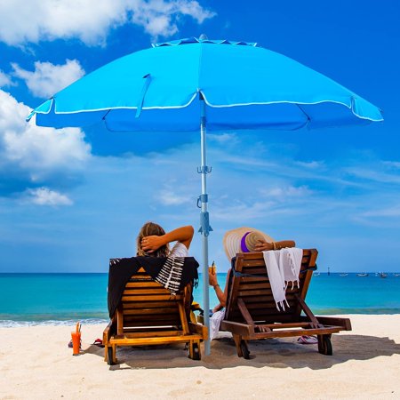 Keten 6.5 ft Beach Umbrella with Sand Anchor & Tilt Mechanism & Carry Bag (Sky-Blue) UV Protection UPF 100+
