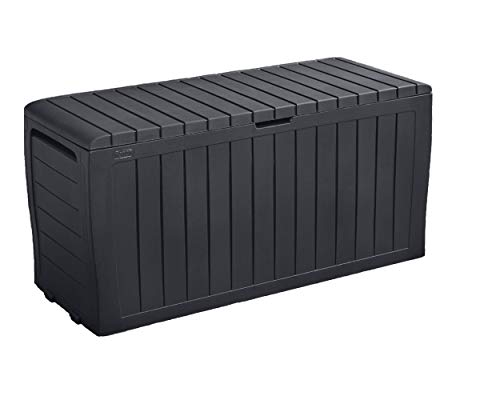 Keter Marvel Plus 71 Gallon Resin Outdoor Storage Box for Patio Furniture Cushion Storage, Grey