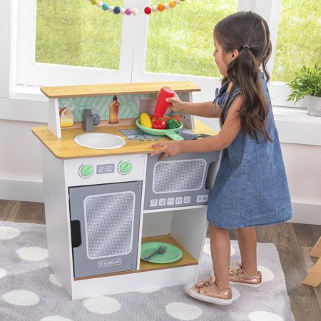 KidKraft 10 Piece Serve-in-Style Wooden Play Kitchen, Multi-color