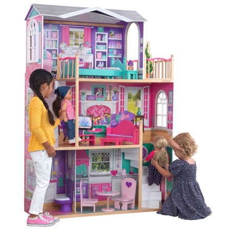 KidKraft 18-inch Wooden Dollhouse Doll Manor, over 5 feet Tall, with 12 Pieces, Assembly Required