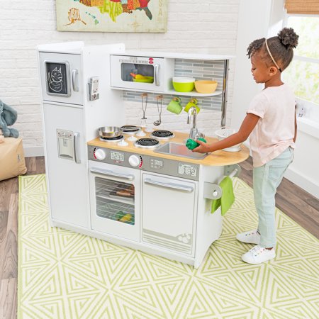 KidKraft Uptown White Wooden Play Kitchen with Play Phone & Chalkboard