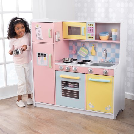 KidKraft Wooden Large Pastel Play Kitchen with Turning Knobs and Play Phone