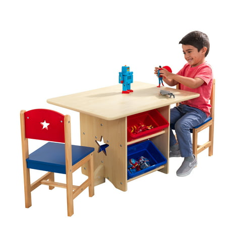 KidKraft Wooden Star Table & Chair Set with 4 Bins Price Drop