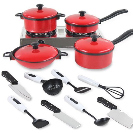 Kids Kitchen Toys For 13 Pcs Baby Boys Girls Kids Play House Toy Cooking Pots Pans Food Dishes Cookware Kitchenware Games Toys