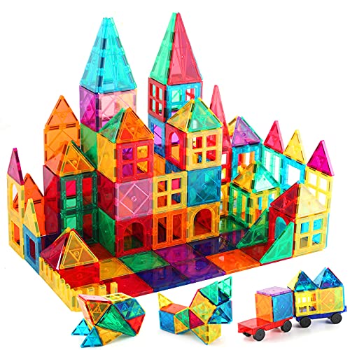 Kids Magnetic Tiles Toys, 100Pcs 3D Magnetic Building Blocks Tiles Set, Building Construction Educational STEM Toys for 3+ Year Old Boys and Girls On Sale At Amazon.com