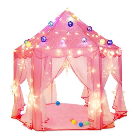 Kids Play Tent, Pink Princess Tent Girls Large Playhouse Pink Hexagon Princess Castle Kids Play Tent Child Play Tent