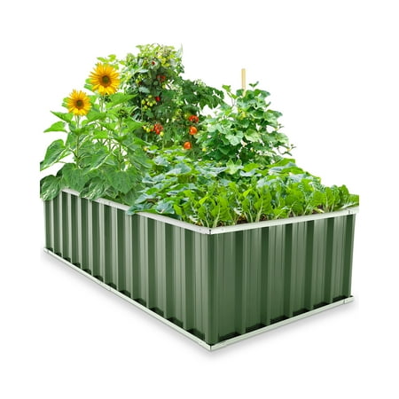 Kingbird Galvanized Steel Raised Garden Bed, Charcoal Grey AT WALMART