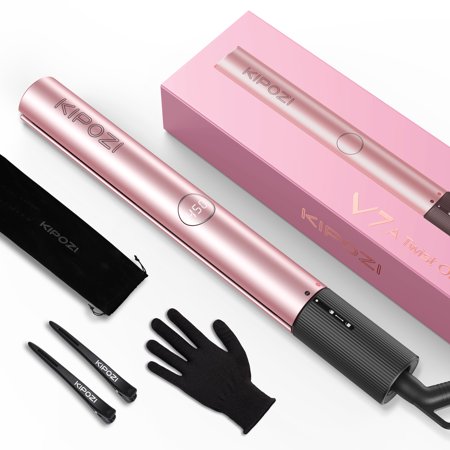 Kipozi Hair Straightener 2 in 1 Curling Iron Hair Titanium Flat Iron Fast Heat Styling Tool with LED Digital Display , V7 Rose Gold