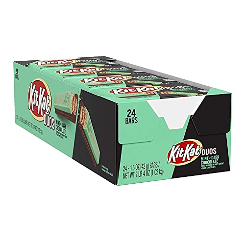 KIT KAT DUOS Mint and Dark Chocolate Wafer Candy Bars, Individually Wrapped, 1.5 oz Bulk Box (24 Count)