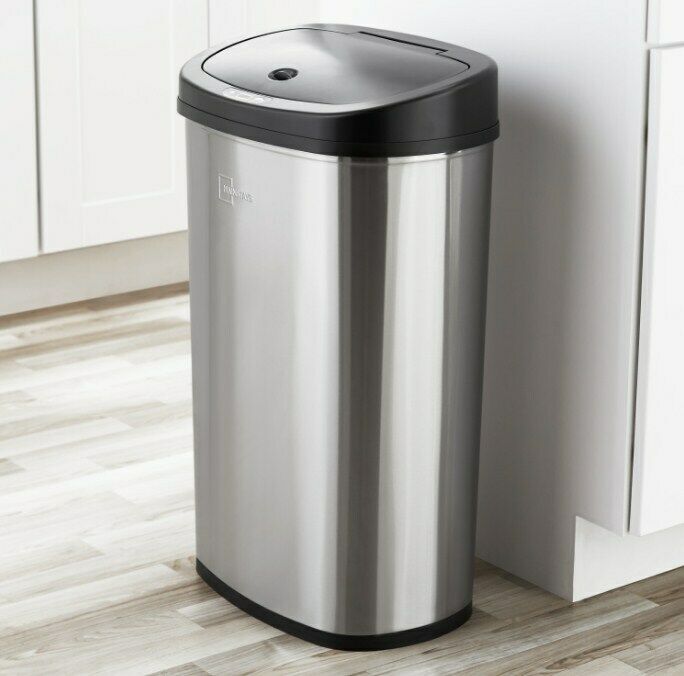 Kitchen Motion Sensor Trash Can Touchless Stainless Steel Garbage Bin 13 Gallon