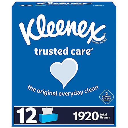 Kleenex Trusted Care 2-ply Facial Tissues, Flat Boxes (160 tissues/box, 12 boxes) On Sale At Sam’s Club