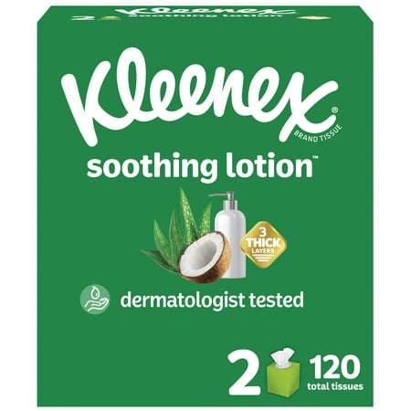 Kleenex Lotion Facial Tissues with Coconut Oil, 2 Cube Boxes