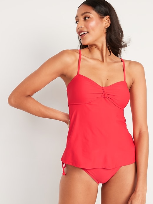 Knotted A-Line Tankini Swim Top for Women