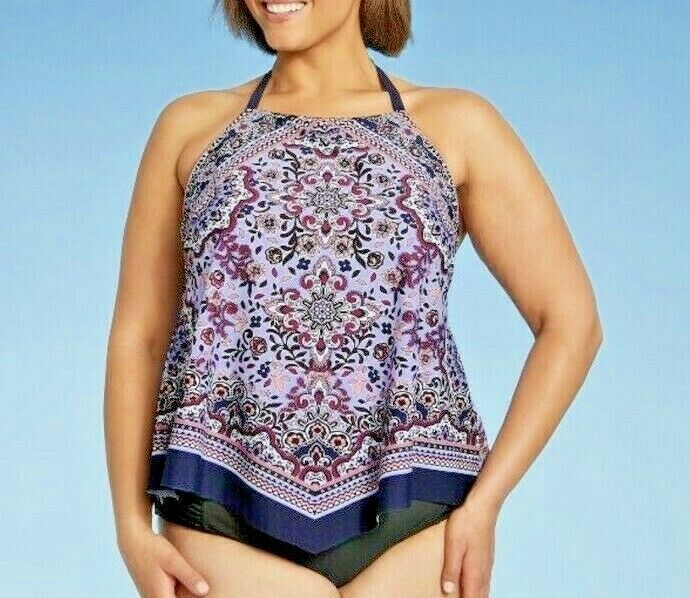 Kona Sol Women's Plus size Halter Tankini Swimsuit Top