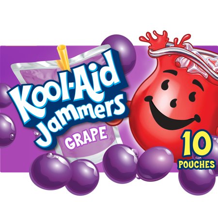 Kool-Aid Jammers Grape Artificially Flavored Soft Drink, 10 ct Box, 6 fl oz Pouches