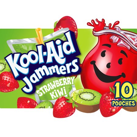 Kool-Aid Jammers Strawberry Kiwi Artificially Flavored Soft Drink, 10 ct Box, 6 fl oz Pouches