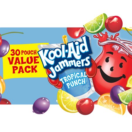 Kool-Aid Jammers Tropical Punch Artificially Flavored Soft Drink Value Pack, 30 ct Box, 6 fl oz Pouches