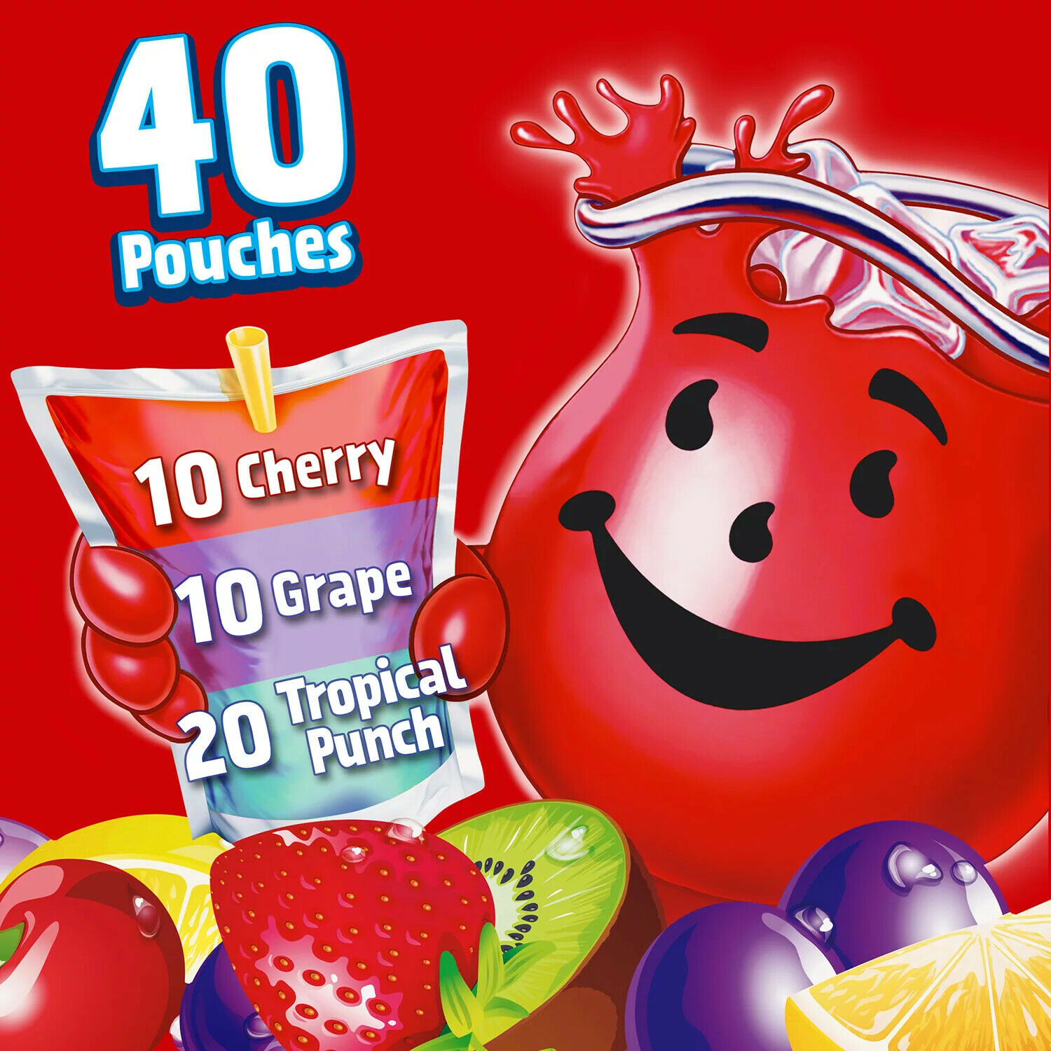 KOOL AID JAMMERS VARIETY PACK GREAT FOR LUNCHBOXES, CHERRY (40 POUCHES PER BOX)