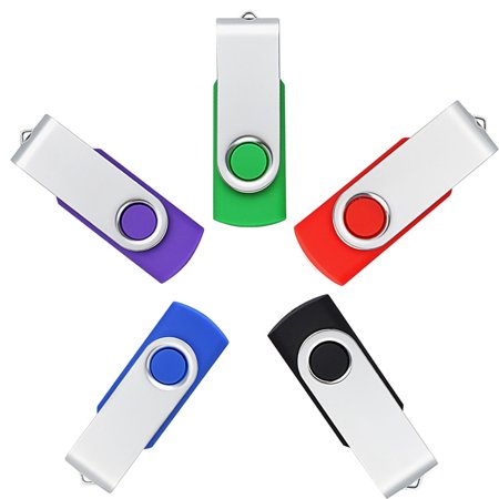 Kootion 16GB USB 2.0 Flash Drive Thumb Drives Memory Stick, 5 Mixed Colors: Black, Blue, Green, Purple, Red 5 Pack
