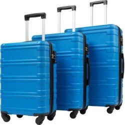 Kozart Luggage Hardside 3-Piece 30"/26"/22" ABS Spinner Luggage Set, Blue in Blue/Brown, Size 20.0 H x 9.0 W x 13.0 D in | Wayfair YQM-EL09078N