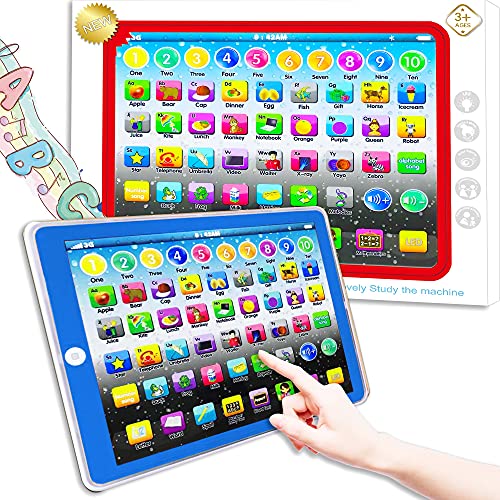 KPCT Toddler Learning Toy, Baby Tablet Preschool Child Early Educational Touch Pad for Fun Learn Number ABCs Spelling Animal