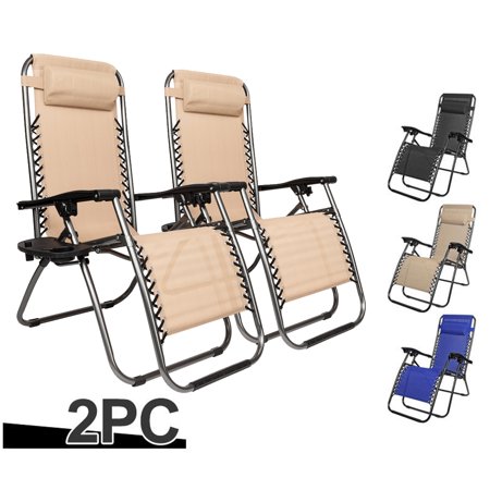 Ktaxon 2Pcs Folding Zero Gravity Reclining Lounge Chairs Outdoor Beach Patio Yard Multiple Color