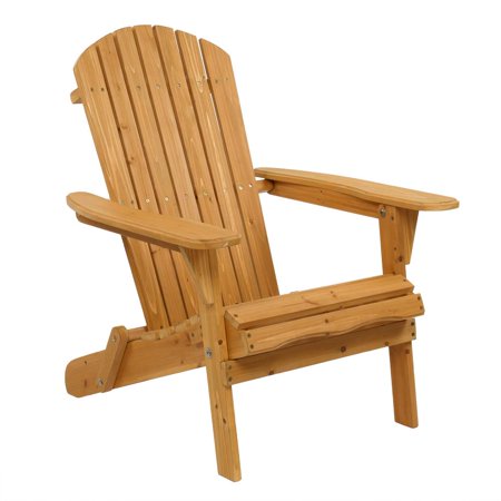 Ktaxon Folding Wooden Adirondack Chair with Natural Wooden Finish