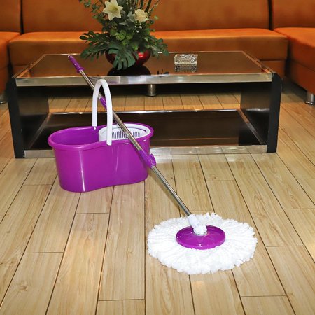 Ktaxon Microfiber Spin Floor Mop with Bucket 2 Heads Rotating 360° Easy Cleaning Mop Cleaning System HOT DEAL AT WALMART!
