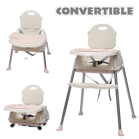 KUDOSALE 3 in 1 Adjustable Baby High Chair Table Convertible Play Seat Booster Toddler Feeding Chair With Tray Wheel
