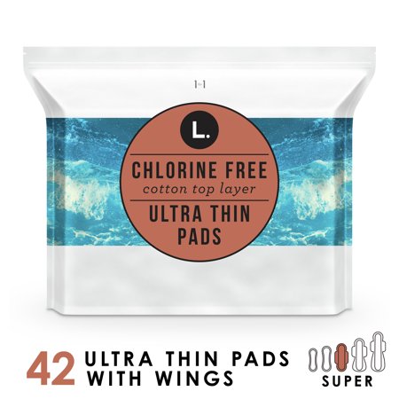 L. Chlorine Free Ultra Thin Pads Super Absorbency, Organic Cotton, 42 Ct