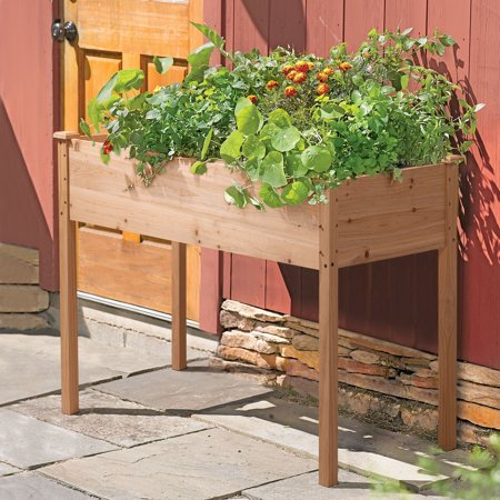 Lacoo Raised Garden Bed 46x22x30in Elevated Wood Planter Box Stand with Legs Outdoor Patio Garden Box to Grow Flower, Fruits, Herbs and Vegetables for Backyard, Patio, Balcony, 280 lb Capacity
