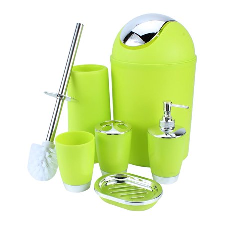 Lafgur Bathroom Accessories Set 6 Piece Plastic Bathroom Accessory Set With Toothbrush Cup Toothbrush Holder Soap Dish Soap Dispenser Rubbish Bin Toilet Brush With Holder