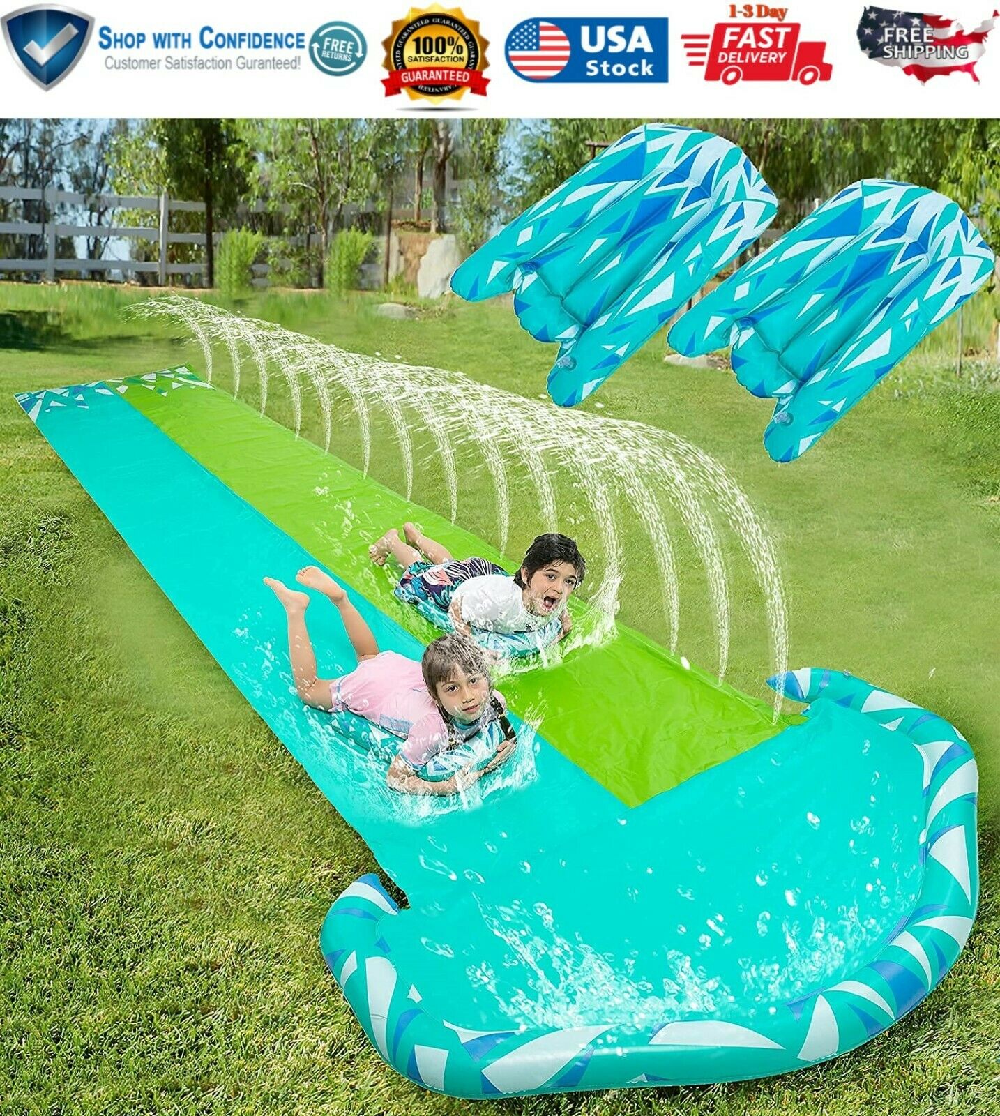 Large 20 Ft Outdoor Water Slide Slip n Slide Backyard Summer Water Kid Toy Game