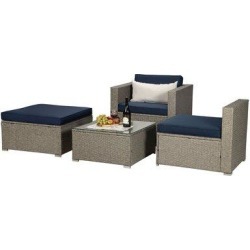Latitude Run® 4-Piece Outdoor Garden Patio Sectional Sofa Sets Wicker/Rattan/Metal in Gray, Size 25.2 H x 33.0 W x 29.0 D in | Wayfair