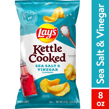 Lay's Kettle Cooked Sea Salt & Vinegar Potato Chips, 8 Oz.