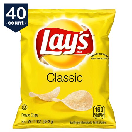 Lay's Potato Chips, Classic, 1 oz Bags, 40 Count