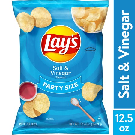 Lay's Salt & Vinegar Flavored Potato Chips, Party Size, 12.5 oz Bag