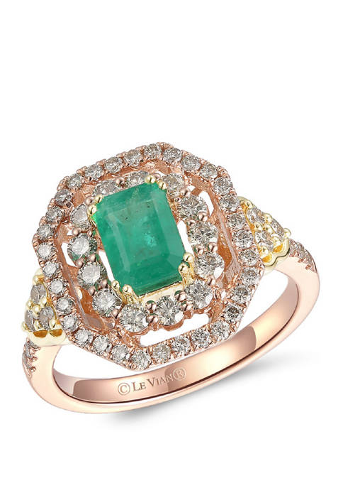 Le Vian® 1.57 ct. t.w. Emerald and 3/4 ct. t.w. Nude Diamonds™ Ring in 14k Two-Tone Gold