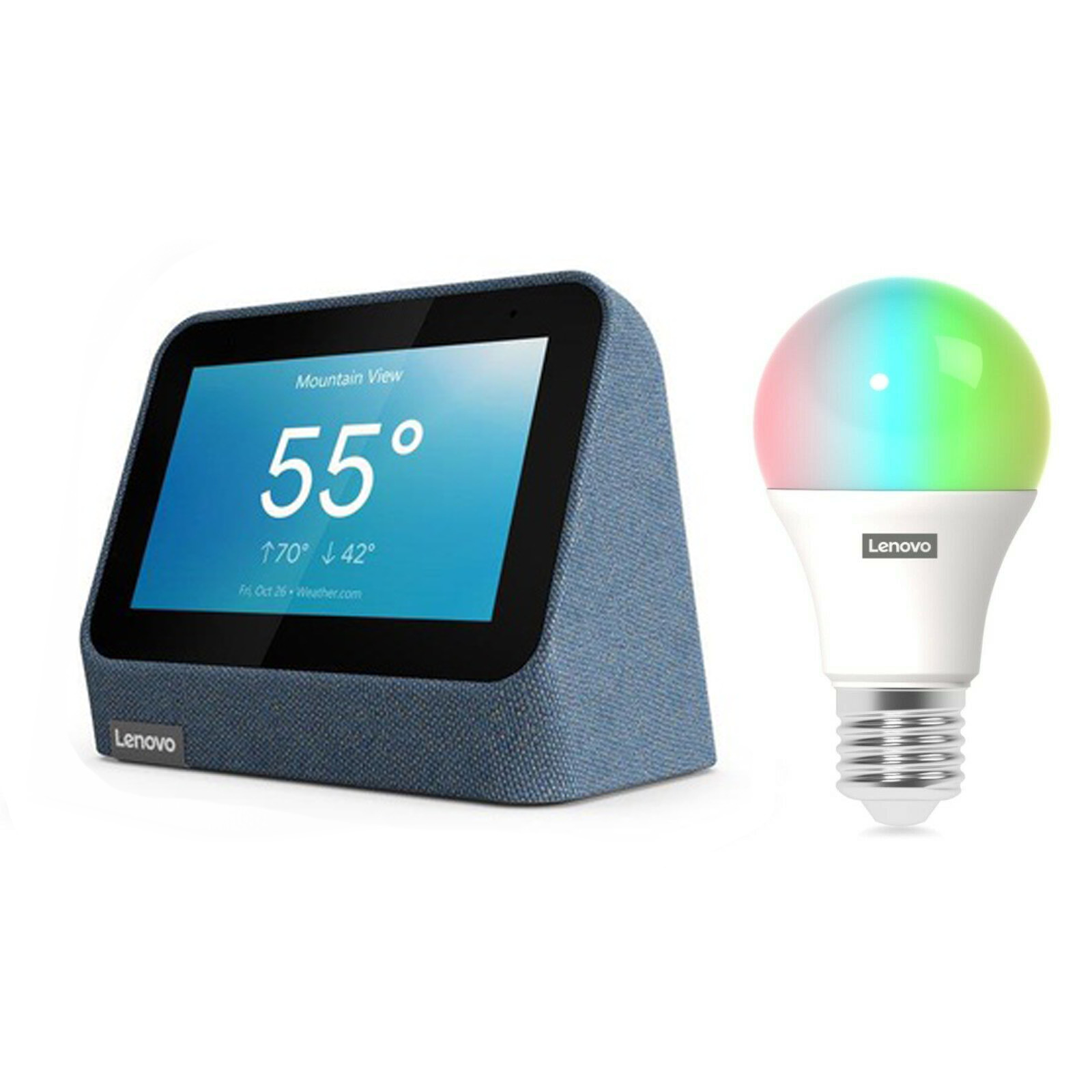 Lenovo Smart Bedroom Starter Kit Clock Gen 2 Blue + Color Smart Bulb