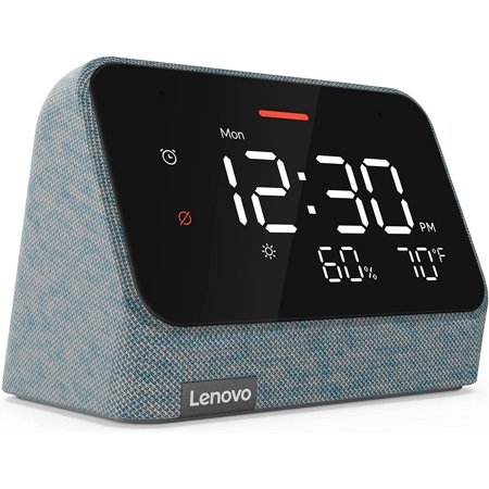 Lenovo Smart Clock Essential with Alexa Built-in, Digital Monochrome LED with Auto-Adjustable Brightness, Smart Alarm Clock with Speaker and Mic, Compatible with Lenovo Smart Clock Docking
