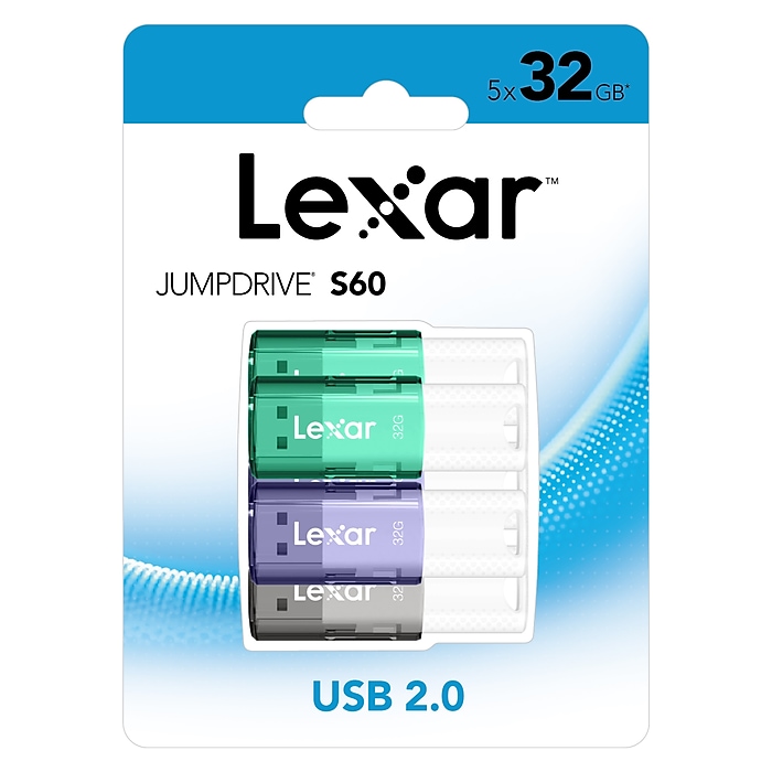 Lexar JumpDrive 32GB USB 2.0 Flash Drives, 5/Pack (LJDS60-32GB5NNU) on Sale At Staples