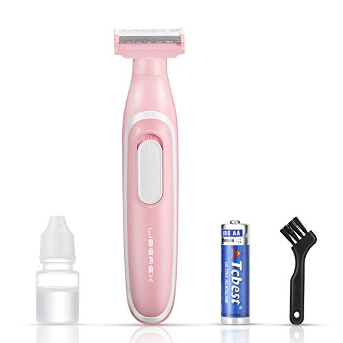 Liberex Electric Razor for Women - Portable Womens Shaver Bikini Trimmer Body Groomer Painless Hair Removal for Face, Arms, Legs and Underarms, Battery Operated, Dual-Sided Blade