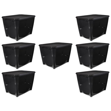 Life Story Black 20 Gal Stackable Organization Storage Box Container (7 Pack)