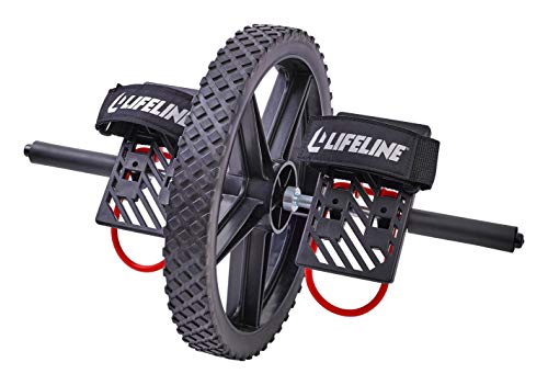 Lifeline Power Wheel for at Home Full Body Functional Fitness Strength Including Abs & Core, Lower Body and Upper Body with Foot Straps for More Workout Options, Black/red (LLPW-1) On Sale At Amazon.com