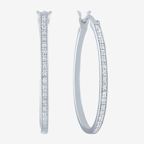 Limited Time Special! 1/10 CT. T.W. Genuine Diamond Sterling Silver 25mm Hoop Earrings on Sale At JCPenney